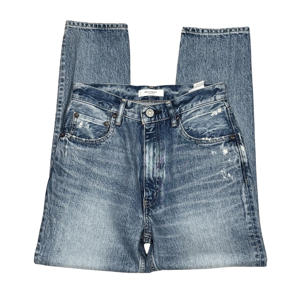 Moussy Vintage Straight Leg Jeans 26 High Rise Light Wash Japanese Denim - Picture 2 of 11